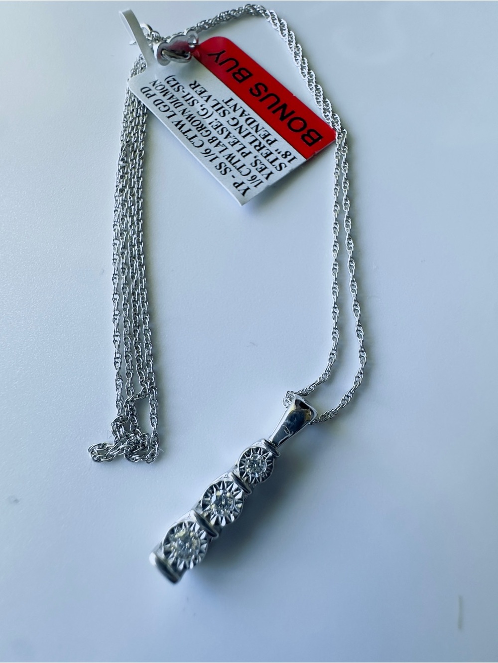 Sterling Silver Diamond  Drop Pendant Necklace - Women Jewelry